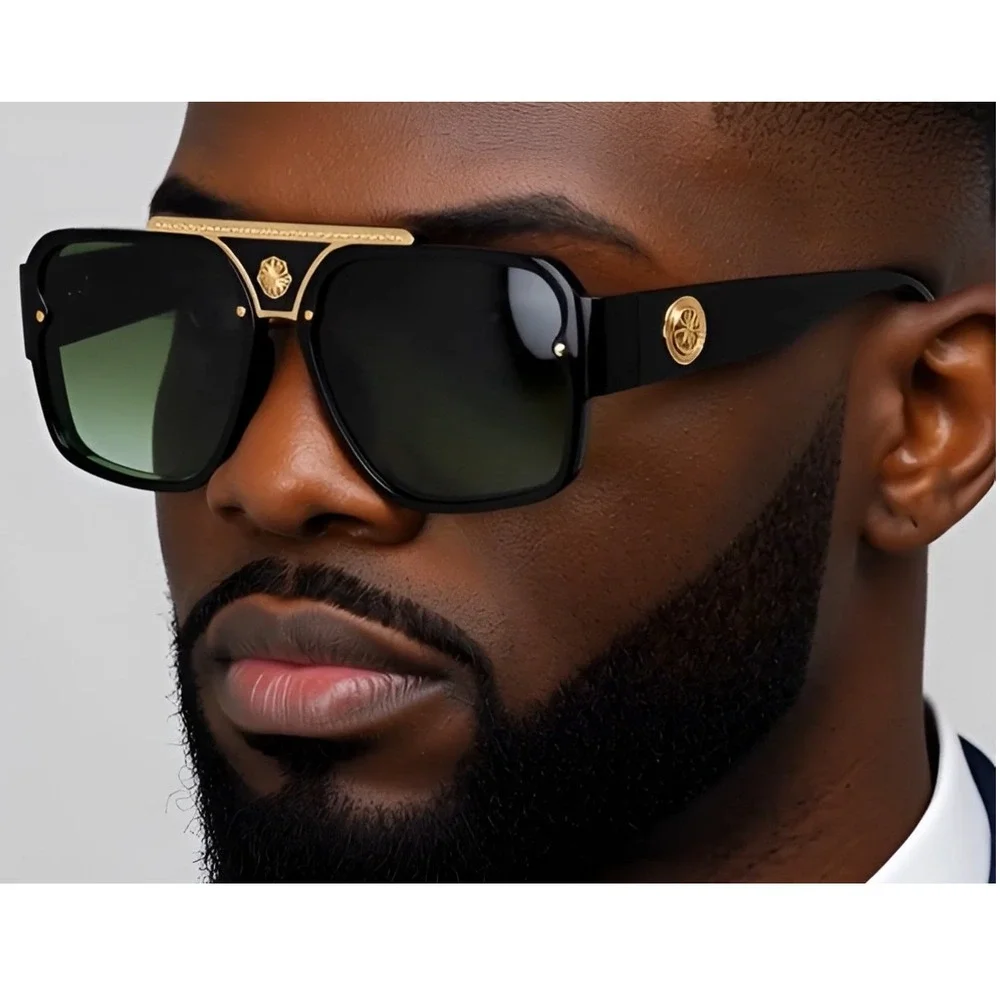 Square Frame Sunglasses Olive Green Lens Gradient Lens Fashion Shades Lentes New